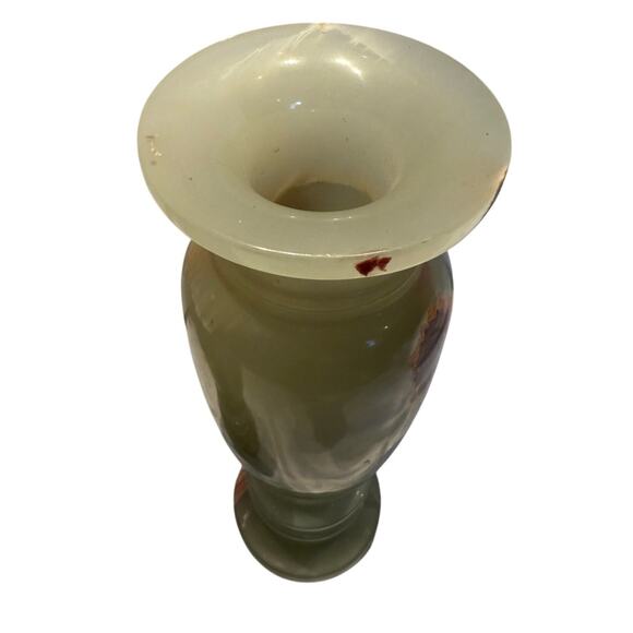 Vintage Carved Marbled Onyx Stone 11” Tall Vases - Egyptian - HEAVY - Picture 7 of 10